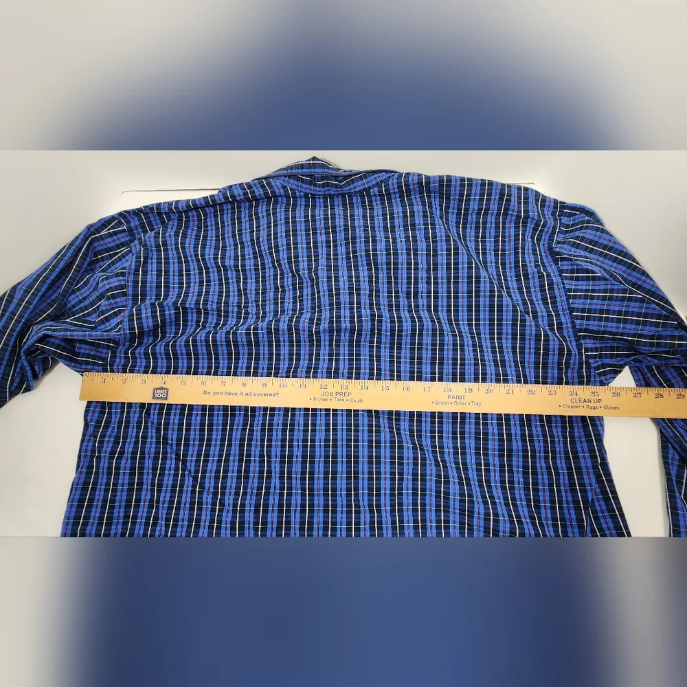 VINTAGE  Polo Ralph Lauren  Men's Pajama Top Plaid Size Extra Large Blue - Picture 8 of 10
